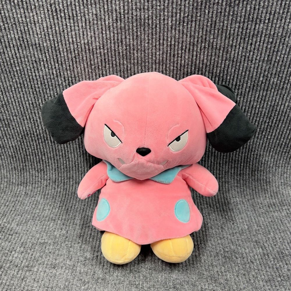 Build A Bear BABW Pokemon 16" Plush SNUBBULL Pink Dog‎ Stuffed Toy Embroidered